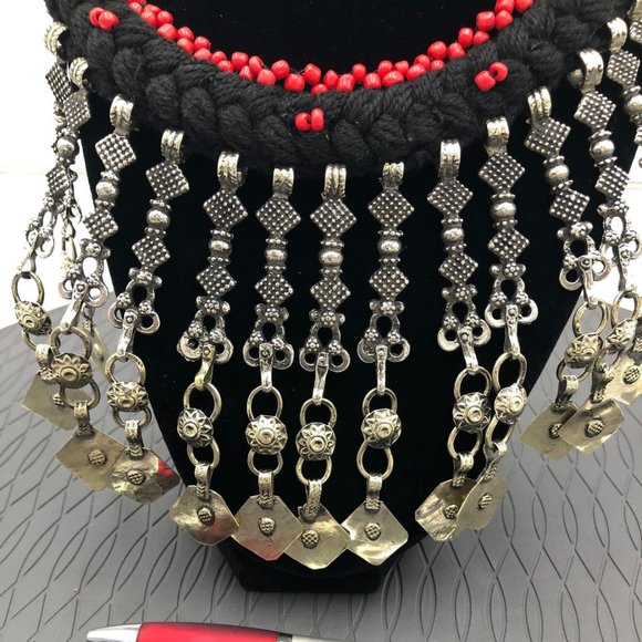 Afghan Tribal Ethnic Necklace, Bib Necklace, Ethnic Jewelry, Boho Necklace - Picture 8 of 10